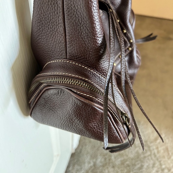 “Via Spiga” brown leather shoulder bag with fringe and pockets. - Picture 5 of 5